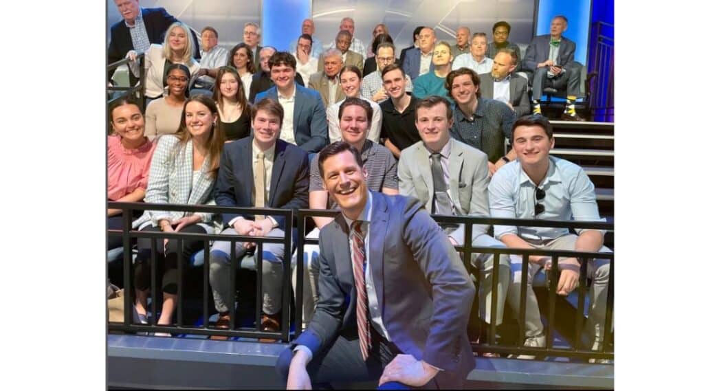 Brian Brenberg with students on The Big Money Show, Fox News