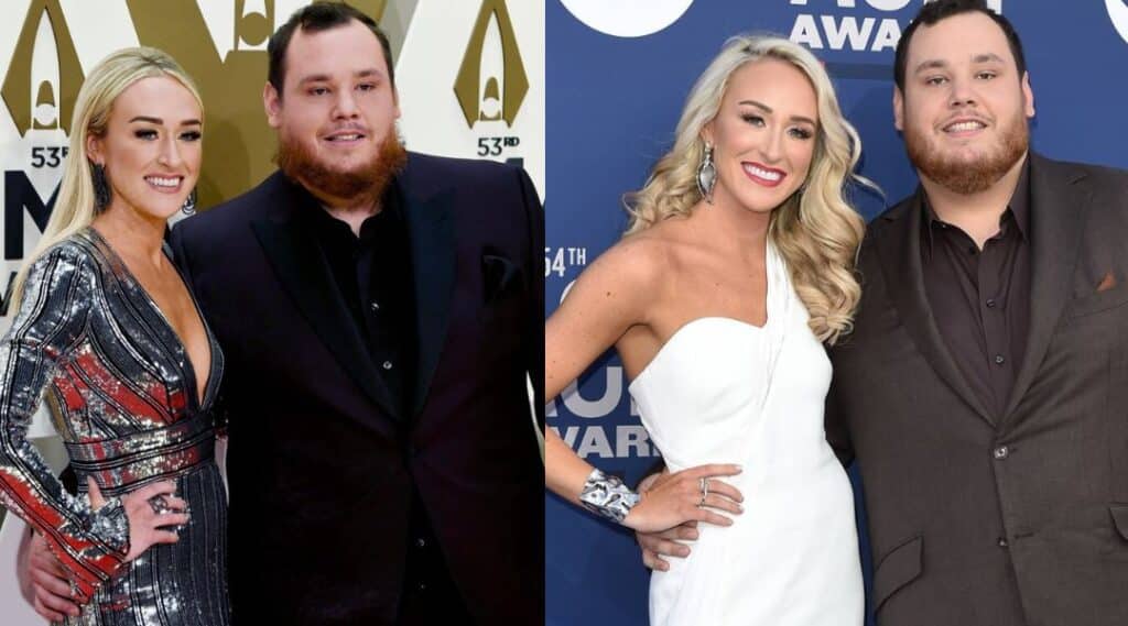 Luke Combs posing with his wife Nicole Hocking